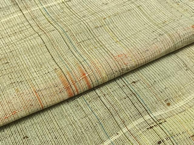 平和屋着物▽上質な紬 単衣 縞 逸品 AABD9402jh