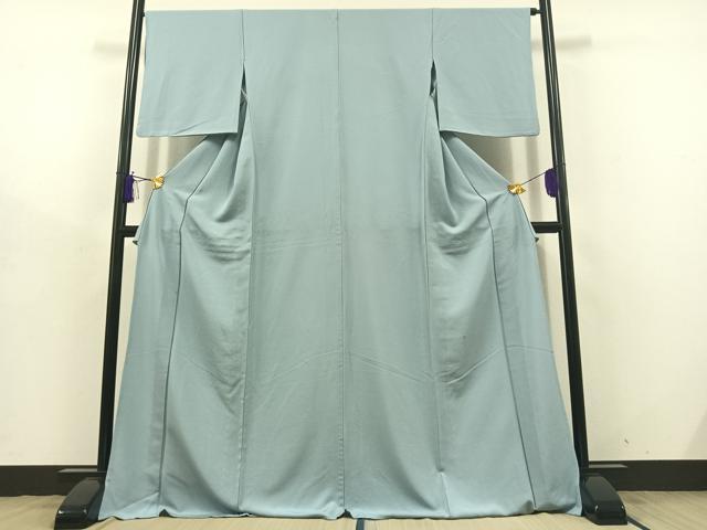 平和屋着物▽上質な色無地 単衣 秘色色 ロング丈 正絹 逸品 AABD9403jh