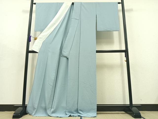 平和屋着物▽上質な色無地 単衣 秘色色 ロング丈 正絹 逸品 AABD9403jh