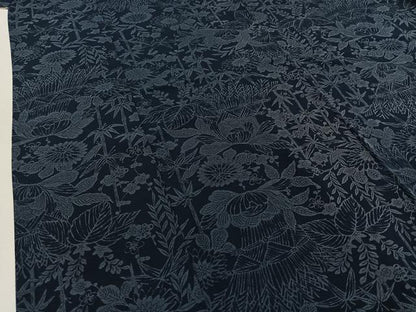 平和屋着物▽上質な小紋 単衣 型染め 草花文 さが美扱い 正絹 逸品 AABD9407jh