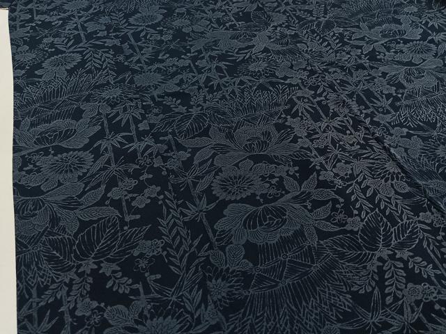 平和屋着物▽上質な小紋 単衣 型染め 草花文 さが美扱い 正絹 逸品 AABD9407jh