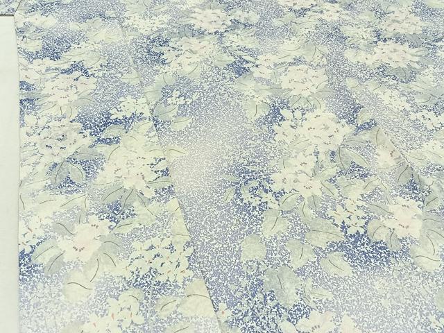 平和屋着物▽上質な小紋 単衣 手描き 草花文 暈し染め 正絹 逸品 AABD9408jh