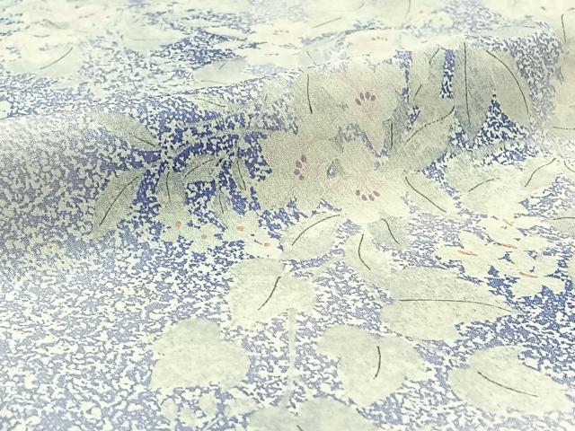 平和屋着物▽上質な小紋 単衣 手描き 草花文 暈し染め 正絹 逸品 AABD9408jh