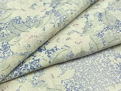 平和屋着物▽上質な小紋 単衣 手描き 草花文 暈し染め 正絹 逸品 AABD9408jh