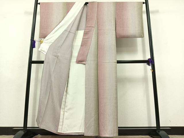 平和屋着物▽上質な小紋 単衣 霞文 暈し染め 正絹 逸品 AABD9409jh