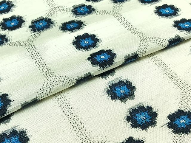 平和屋着物▽上質な紬 単衣 亀甲花文 正絹 逸品 AABD9411jh