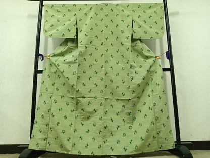 平和屋着物▽上質な紬 単衣 幾何学文様 正絹 逸品 AABD9412jh