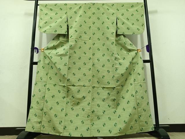 平和屋着物▽上質な紬 単衣 幾何学文様 正絹 逸品 AABD9412jh