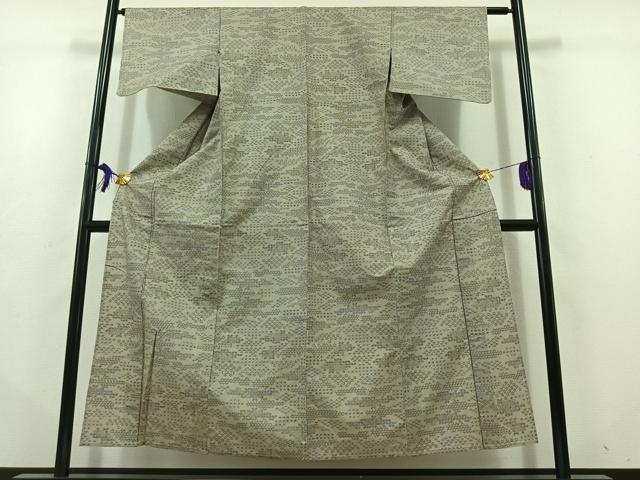 平和屋着物▽本場大島紬　薩摩結城　単衣　7マルキ　幾何学文様　正絹　逸品　AABD9413jh