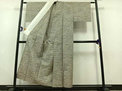 平和屋着物▽本場大島紬　薩摩結城　単衣　7マルキ　幾何学文様　正絹　逸品　AABD9413jh