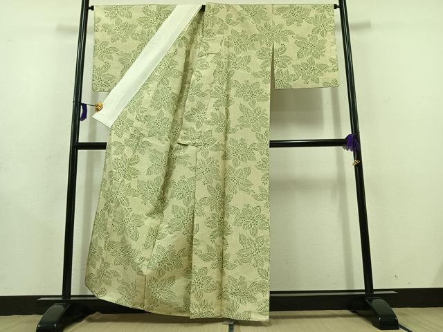 平和屋着物▽本場大島紬 単衣 草花文 正絹 逸品 AABD9418jh