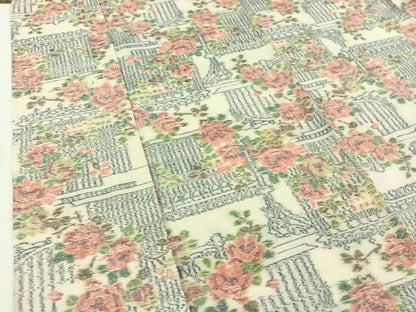 平和屋着物▽上質な紬 単衣 草花文 正絹 逸品 AABD9419jh