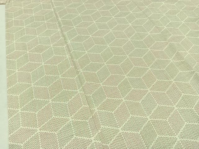 平和屋着物▽上質な紬 単衣 幾何学文様 正絹 逸品 AABD9421jh
