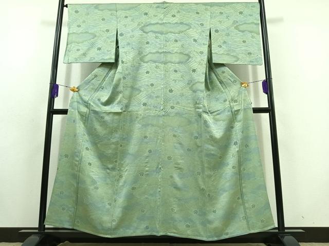 平和屋着物▽上質な小紋 単衣 舞花文 正絹 逸品 AABD9428jh