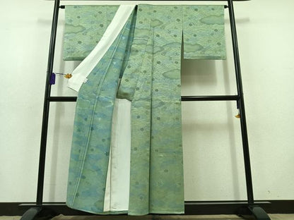 平和屋着物▽上質な小紋 単衣 舞花文 正絹 逸品 AABD9428jh