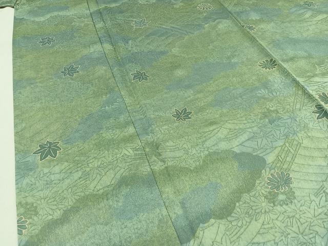 平和屋着物▽上質な小紋 単衣 舞花文 正絹 逸品 AABD9428jh