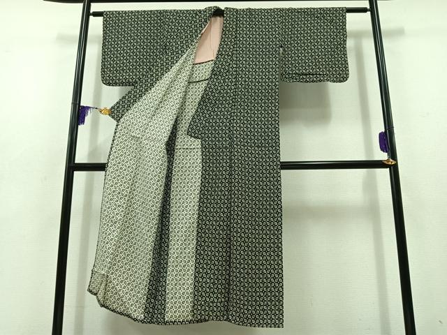 平和屋着物▽上質な小紋　単衣　草花文　AABD9429jh