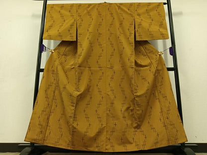 平和屋着物▽上質な紬　単衣　十字絣　正絹　逸品　AABD9433jh