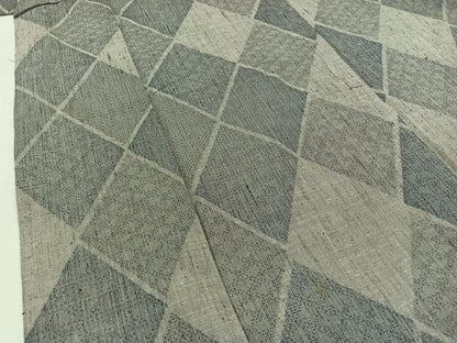平和屋着物▽上質な紬　単衣　菱文　正絹　逸品　AABD9435jh
