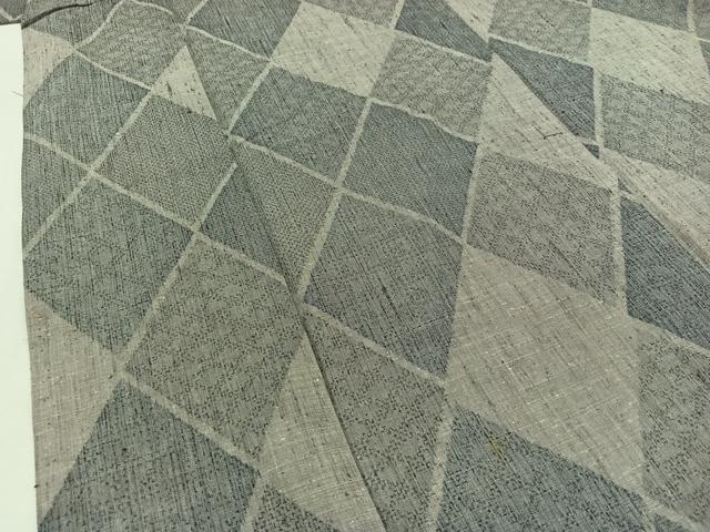 平和屋着物▽上質な紬　単衣　菱文　正絹　逸品　AABD9435jh
