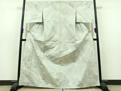 平和屋着物▽上質な紬 単衣 飛鶴文 正絹 逸品 AABD9436jh