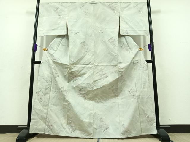 平和屋着物▽上質な紬 単衣 飛鶴文 正絹 逸品 AABD9436jh