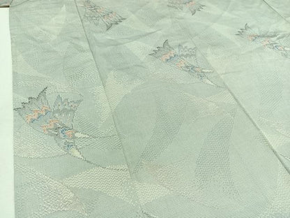平和屋着物▽上質な紬 単衣 飛鶴文 正絹 逸品 AABD9436jh