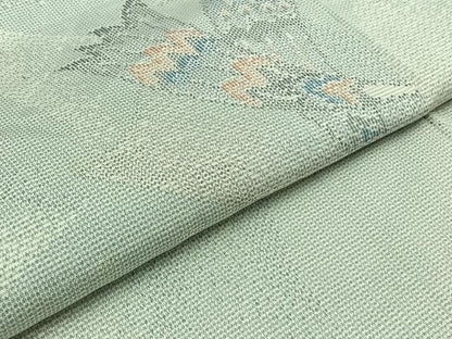 平和屋着物▽上質な紬 単衣 飛鶴文 正絹 逸品 AABD9436jh