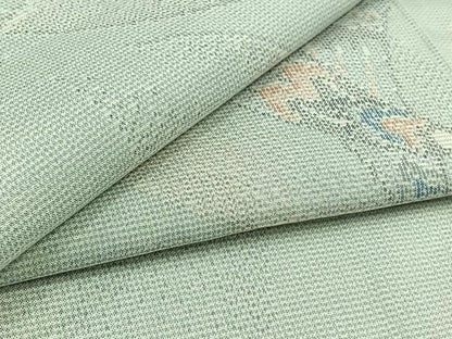 平和屋着物▽上質な紬 単衣 飛鶴文 正絹 逸品 AABD9436jh