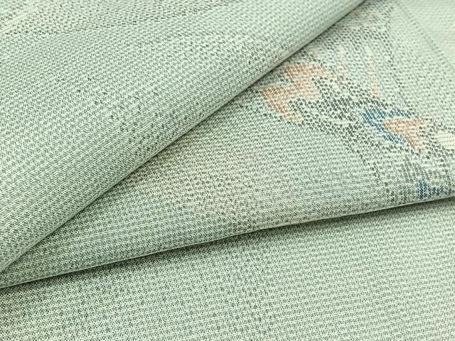平和屋着物▽上質な紬 単衣 飛鶴文 正絹 逸品 AABD9436jh
