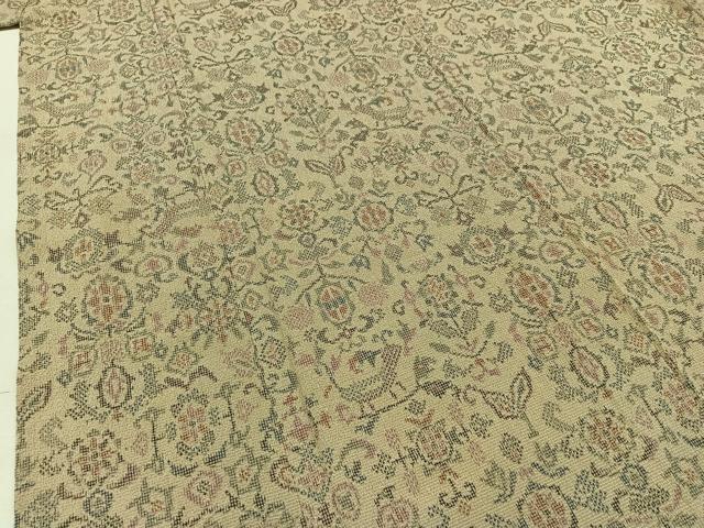平和屋着物▽本塩沢 単衣 草花文 正絹 逸品 AABD9439jh