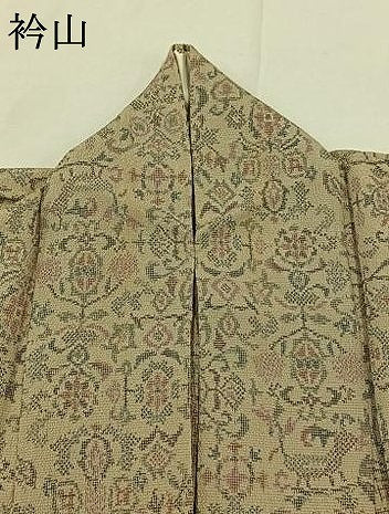 平和屋着物▽本塩沢 単衣 草花文 正絹 逸品 AABD9439jh