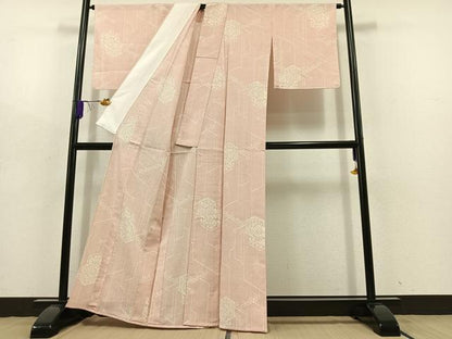 平和屋着物▽本塩沢 単衣 110亀甲 亀甲花文 正絹 逸品 AABD9440jh