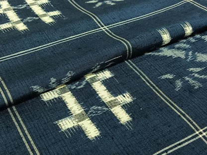 平和屋着物▽上質な紬 単衣 笹竹文 正絹 逸品 AABD9441jh