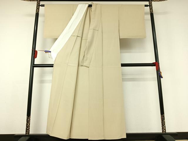 平和屋着物▽上質な色無地 単衣 砂色 正絹 逸品 AABD9442jh