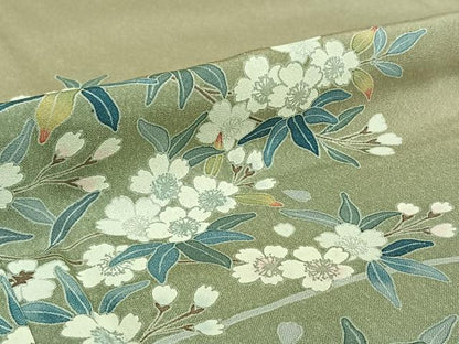 平和屋着物▽訪問着 単衣 草花文 暈し染め 正絹 逸品 AABD9443jh