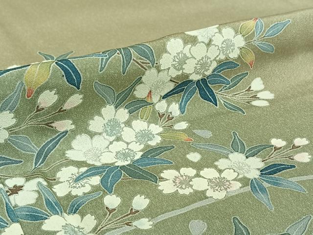 平和屋着物▽訪問着 単衣 草花文 暈し染め 正絹 逸品 AABD9443jh