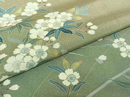平和屋着物▽訪問着 単衣 草花文 暈し染め 正絹 逸品 AABD9443jh