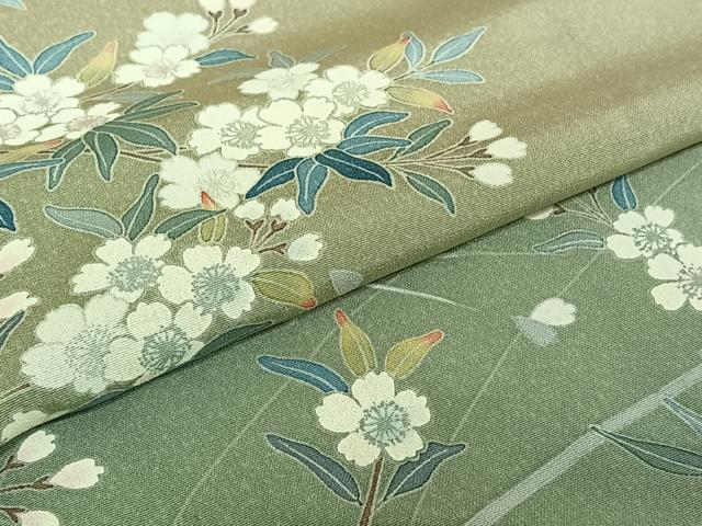平和屋着物▽訪問着 単衣 草花文 暈し染め 正絹 逸品 AABD9443jh