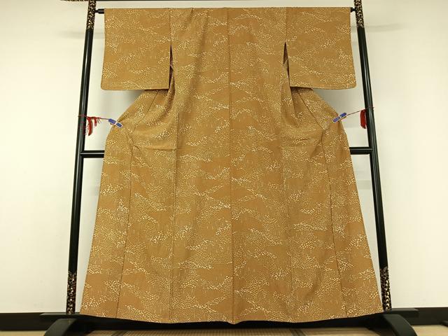 平和屋着物▽上質な小紋　単衣　風景文　正絹　逸品　AABD9444jh 平和屋着物▽上質な小紋 単衣 風景文 正絹 逸品 AABD9444jh