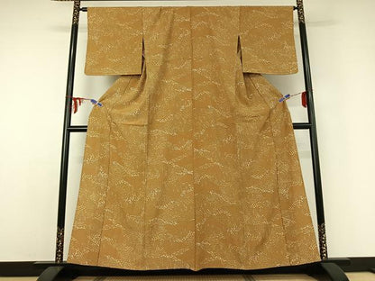 平和屋着物▽上質な小紋 単衣 風景文 正絹 逸品 AABD9444jh
