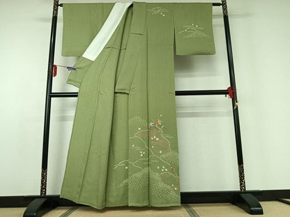 平和屋着物▽訪問着 単衣 絞り 刺繍 花籬文 金糸 金彩 正絹 逸品 AABD9446jh