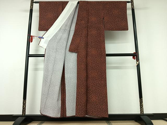 平和屋着物▽上質な小紋　単衣　舞扇文　正絹　逸品　AABD9451jh 平和屋着物▽上質な小紋 単衣 舞扇文 正絹 逸品 AABD9451jh