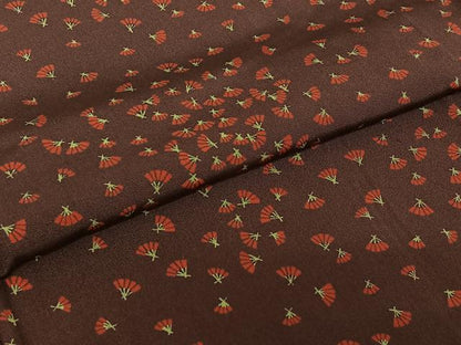平和屋着物▽上質な小紋　単衣　舞扇文　正絹　逸品　AABD9451jh