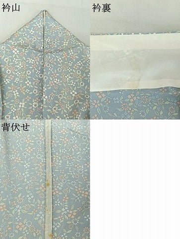 平和屋着物▽上質な小紋 単衣 草花文 正絹 逸品 AABD9452jh