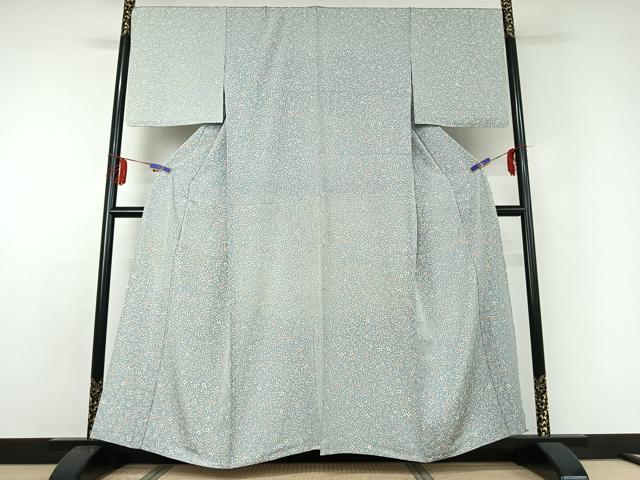 平和屋着物▽上質な小紋 単衣 草花文 正絹 逸品 AABD9452jh