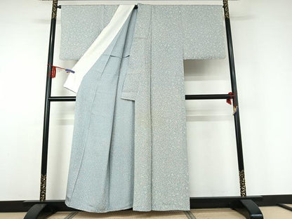 平和屋着物▽上質な小紋 単衣 草花文 正絹 逸品 AABD9452jh