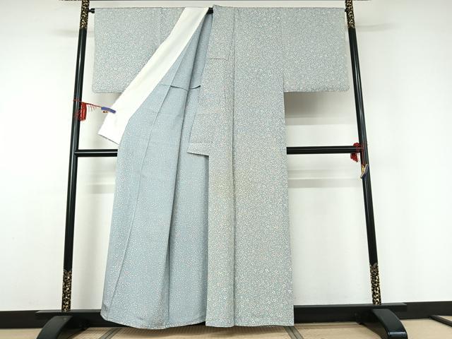 平和屋着物▽上質な小紋 単衣 草花文 正絹 逸品 AABD9452jh
