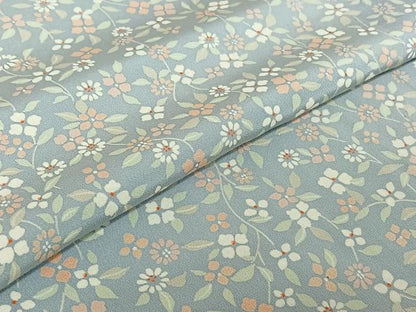 平和屋着物▽上質な小紋 単衣 草花文 正絹 逸品 AABD9452jh