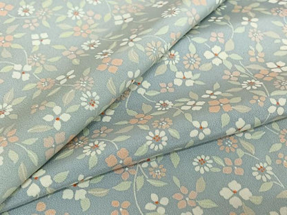 平和屋着物▽上質な小紋 単衣 草花文 正絹 逸品 AABD9452jh